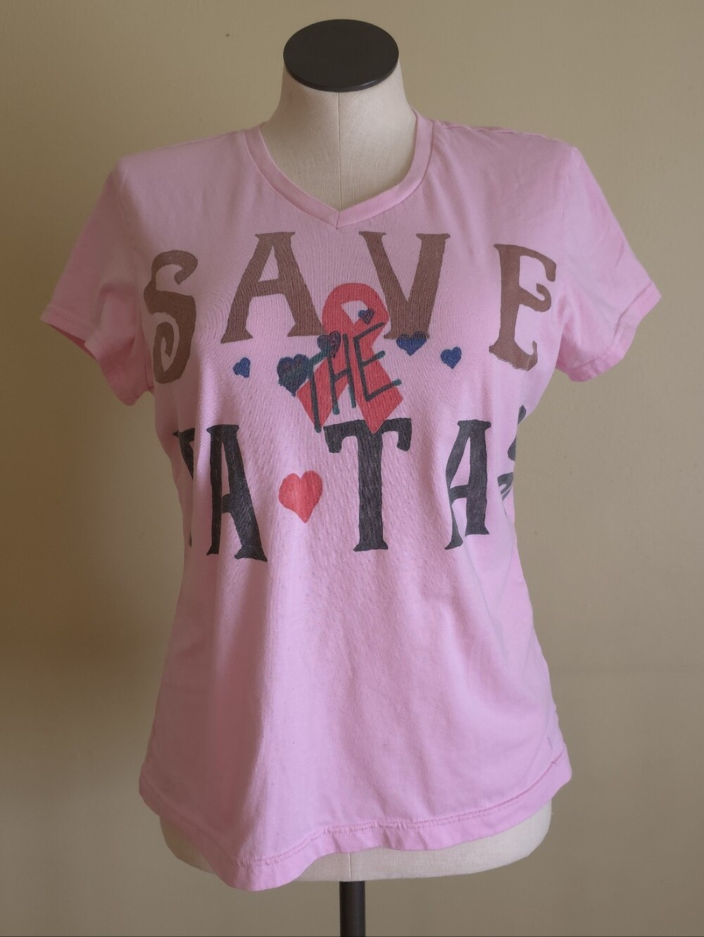 Danskin Now Hand Painted Pink 'Save The Tatas' Graphic Tee Breast Cancer